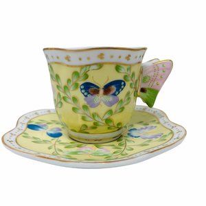 Vintage Butterfly Demitasse Tea Cup & Saucer